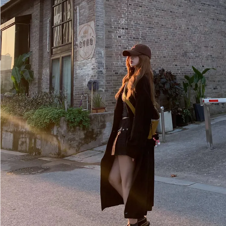 【假日印象8色正版】正肩款加棉加厚宽松长款大衣外套（仿版必究）