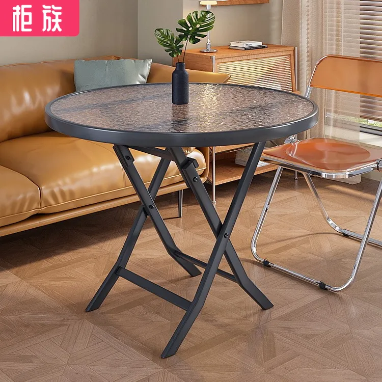 云沐语折叠桌家用小户型餐桌客厅户外小桌子家用折叠玻璃桌
