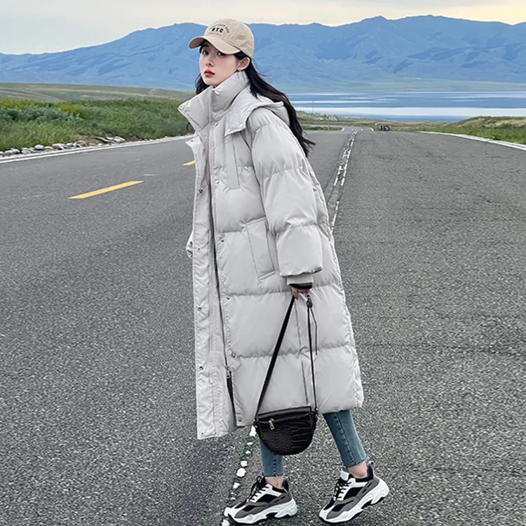 2025年冬季新款加厚oversize棉服女长款韩版宽松连帽棉衣女外套潮