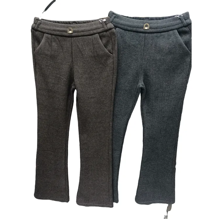 毛呢加绒喇叭裤松紧高腰显瘦显腿长不挑年龄不挑身材休闲百搭