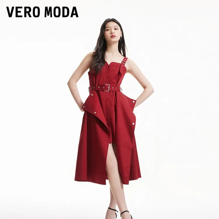Vero Moda连衣裙2025大裙摆设计感背带裙气场全开裙子3243SZ007