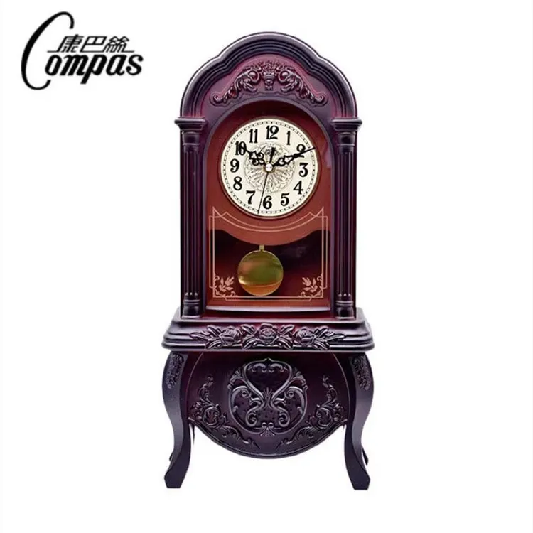 康巴丝客厅复古台式石英钟家用静音挂墙上挂钟创意金属摇摆客厅钟