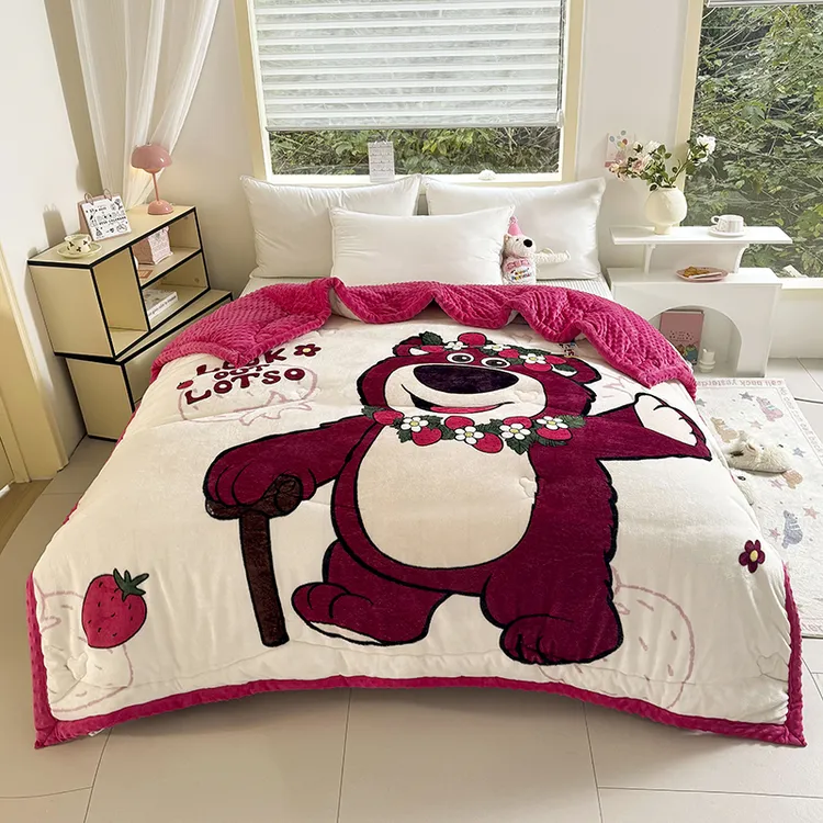 新款卡通牛奶绒双面绒加绒加厚被子绒被