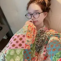 【BORAKOO】拼色复古翻领家居服套装（裤子+上衣）