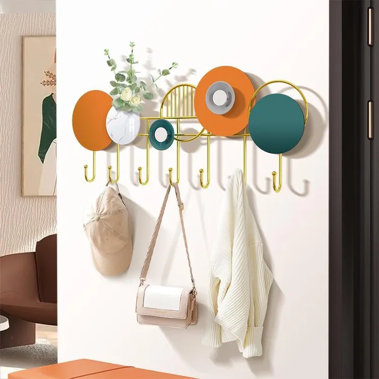新款玄关浴室客厅家用简约收纳装饰轻奢入户门挂钩展示墙上挂衣架