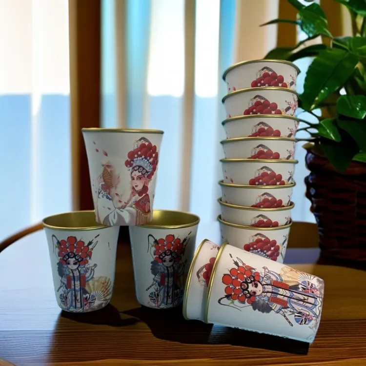 2025新款250ml国潮风戏曲一次性纸杯喝水杯咖啡杯加厚加硬整箱批