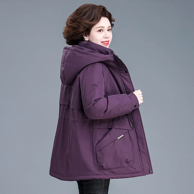 妈妈棉衣冬装中年冲锋衣外套大码中老年女秋冬季户外保暖派克服