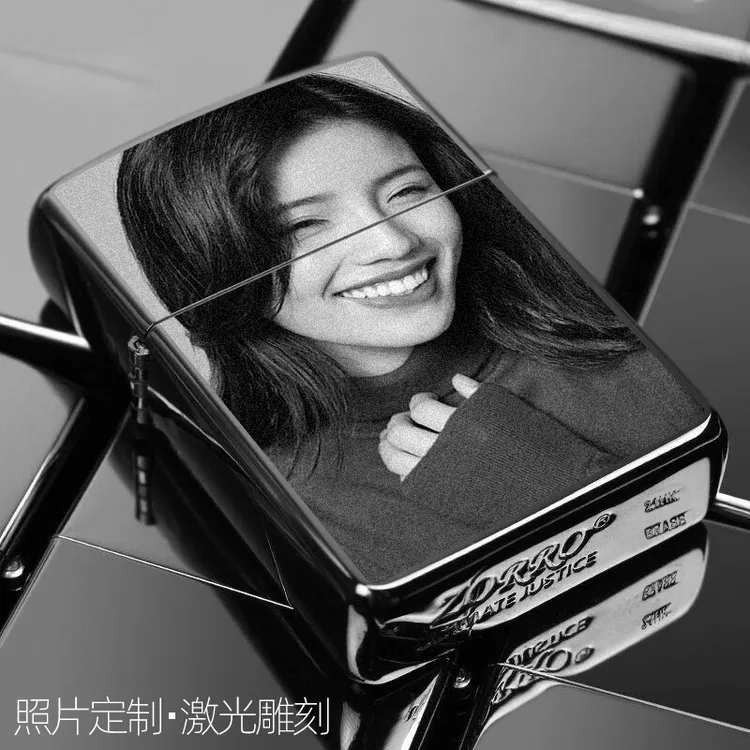 zorro佐罗煤油打火机创意私人个性定制照片激光雕刻防风纯铜复古