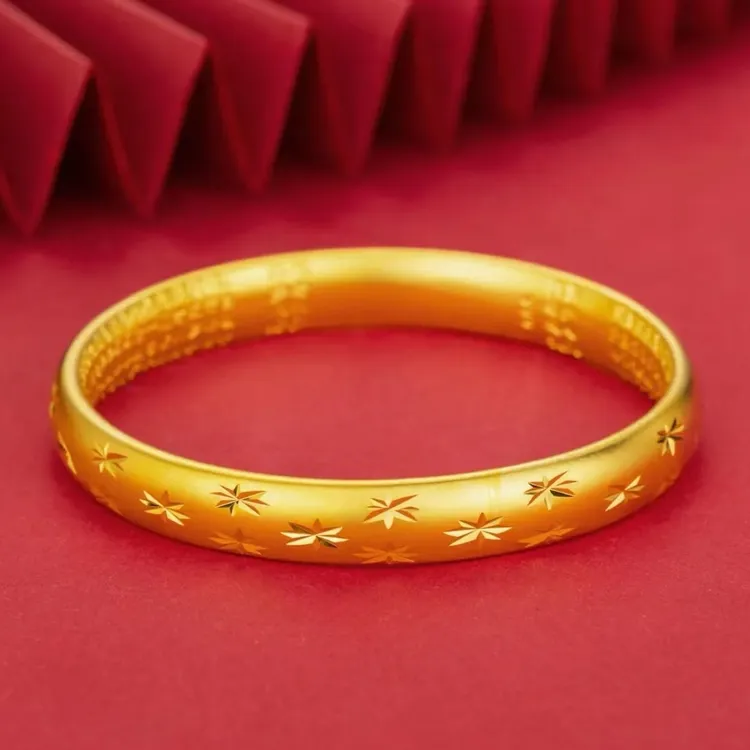 铜合金手镯 Z（闭口满天星心经手镯8N）实心金色不掉色女款重工气质