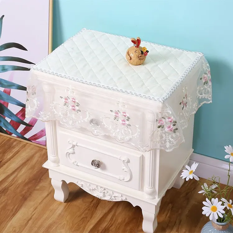 防尘蕾丝盖布床头柜罩防尘盖巾欧式床头柜小桌布防尘巾耐用
