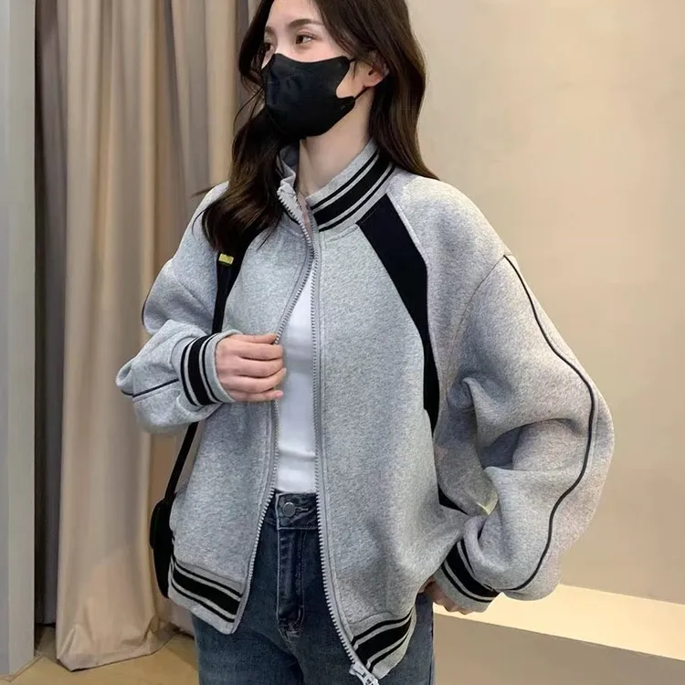 棒球服外套女春秋洋气宽松休闲拼接设计感小众上衣ins潮