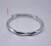 足银手镯 光面推拉麻花手镯【金花银号】简约个性时尚手工