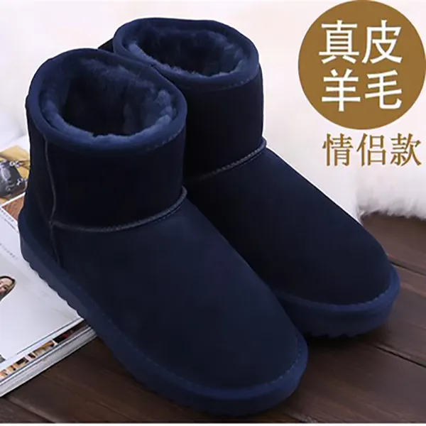 雪地靴男皮毛一体真皮羊毛保暖加绒防水防滑东北棉鞋情侣面包鞋女