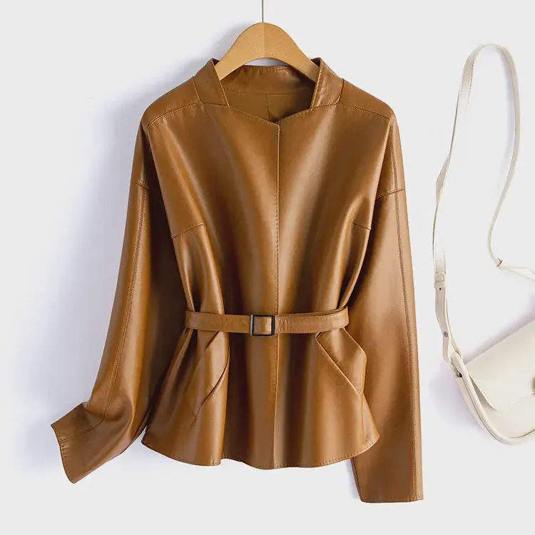 海宁真皮皮衣女短款宽松显瘦绵羊皮风衣外套气质时尚大码春秋新款