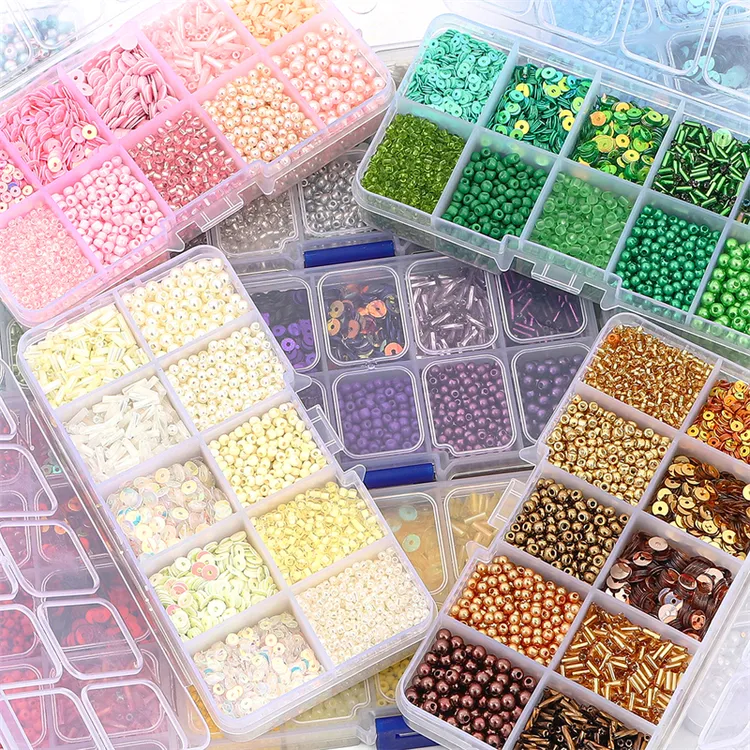 15格玻璃米珠管珠子diy材料包套盒手工串珠手链项链饰品配件