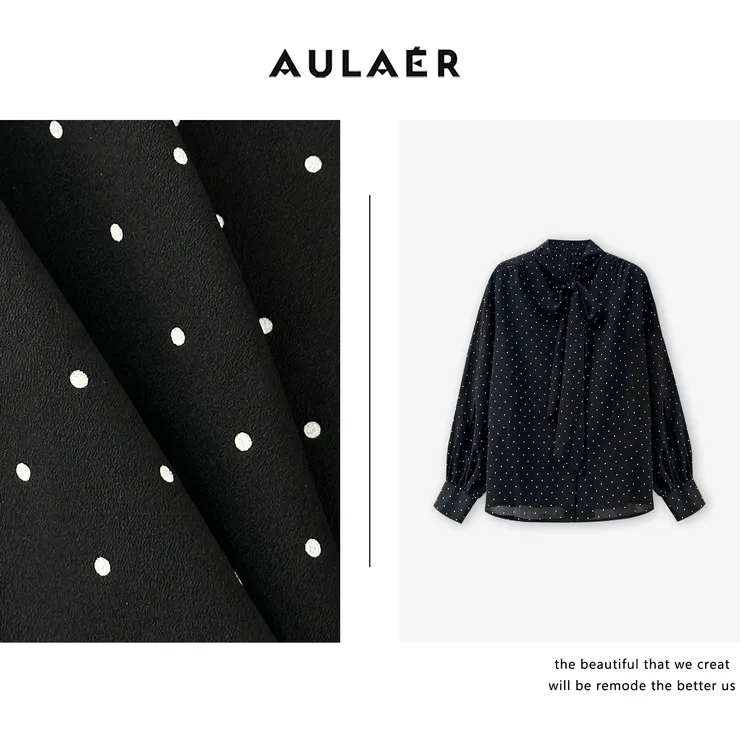 AULAER/澳拉尔法式复古飘带领波点衬衫ALE451167
