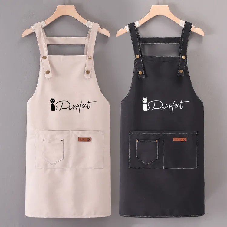 洋气时尚做饭帆布透气公主风成人上班防污防水防油定制工作服网红