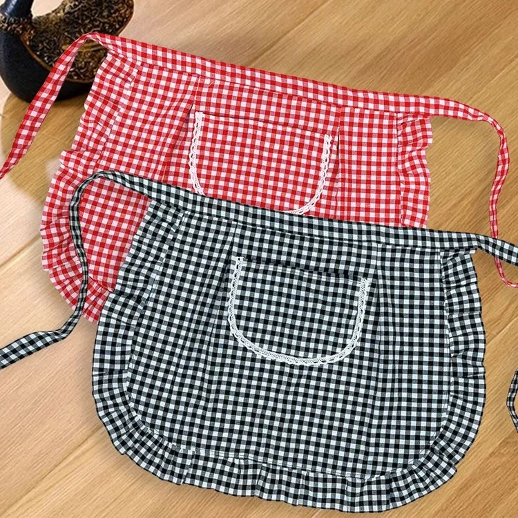 半身新款洋气棉布防污半截围裙女厨房上班家用透气做饭工作服围腰