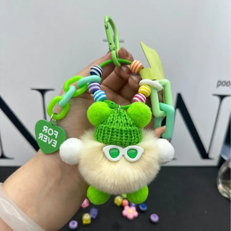 多巴胺煤球怪兽玩偶挂件diy钥匙扣可爱毛绒公仔包包背包手机挂饰