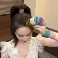 依牧升级版提花系列超柔软高弹耐用面膜肌肤感发圈韩版超宽发绳