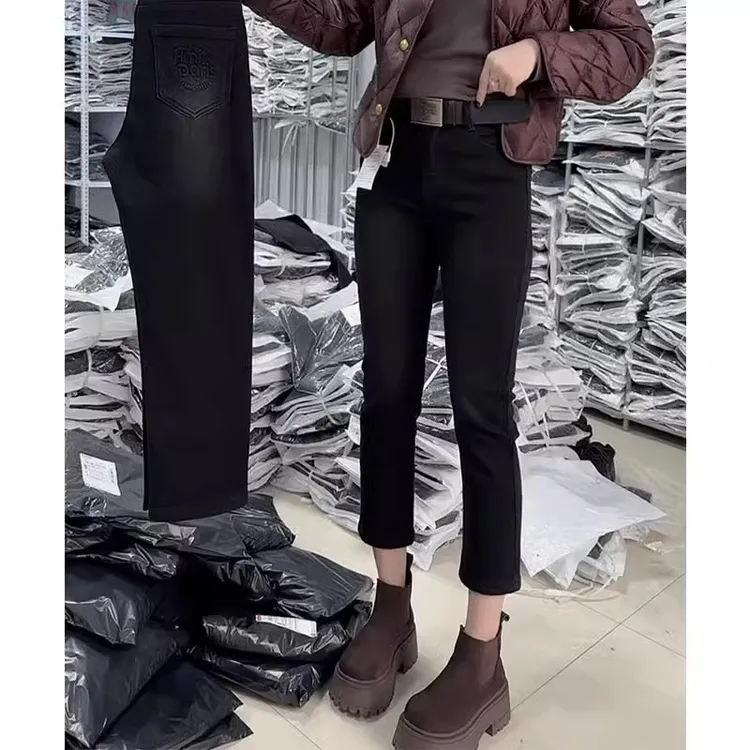 大码2025春季新款弹力显瘦直筒牛仔裤女小个子高腰洋气百搭烟管裤