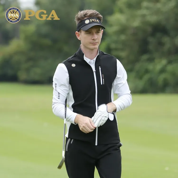 美国PGA 高尔夫男装马甲秋冬 轻便保暖外套 吸光发热内里拼色设计