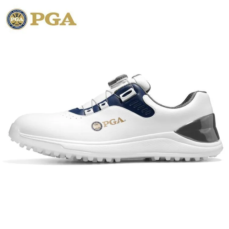 美国PGA 高尔夫球鞋男士 防滑鞋钉旋钮鞋带 防水超纤运动鞋  