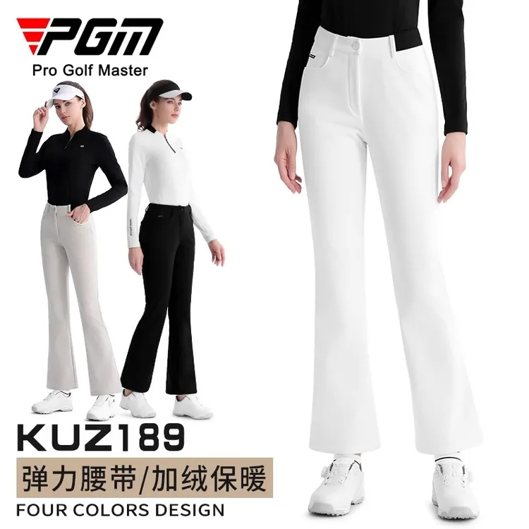 PGM 高尔夫服装女装 微喇叭版型加绒保暖裤弹力显瘦 golf运动长裤