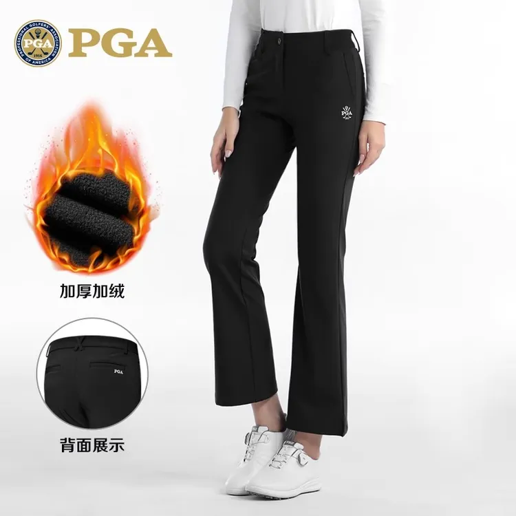 美国PGA 高尔夫女装裤子 长裤喇叭小开衩裤脚防水加绒秋冬显瘦