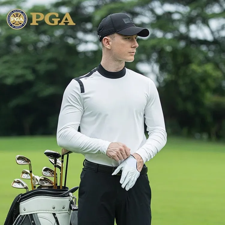 美国PGA 高尔夫服装男打底衫 秋冬运动球衣男装衣服 圆领设计修身