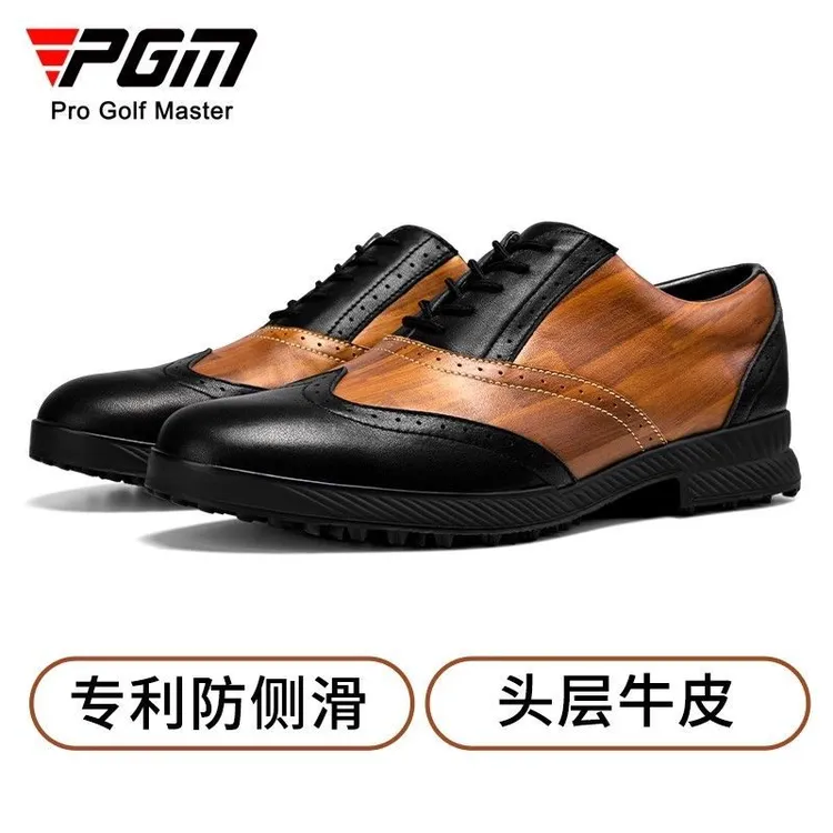 PGM 高尔夫球鞋男士新英伦风头层牛皮真皮男鞋商务运动防滑鞋子ol