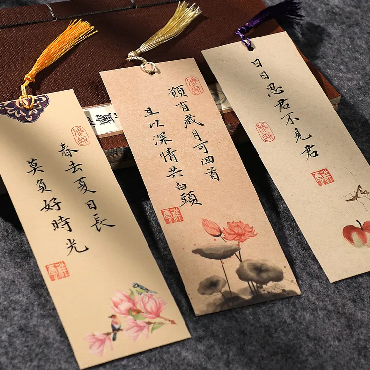 蜡染中国风文创宣纸书签手工diy材料配流苏空白手写创意书签卡纸