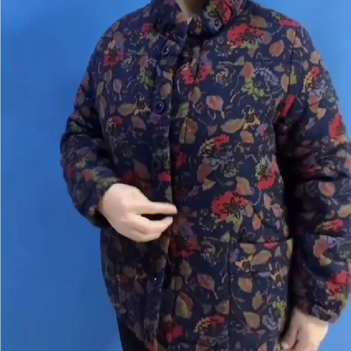冬装中老年加厚碎花棉服外套