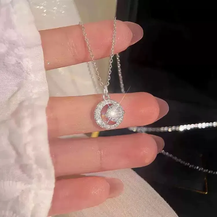 JIN BAI ZHENG 钛钢项链 时尚轻奢星星月亮项链女款ins设计感坠链