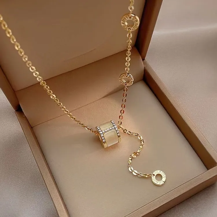 钛钢项链 时尚高级感蛮腰项链气质百搭ins风女士长款路路通锁骨链