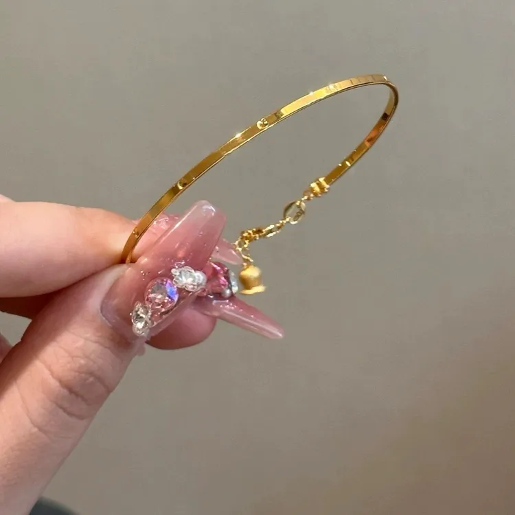 JIN BAI ZHENG 铜合金手镯 极细铃兰花手镯网红款简约百搭不掉色