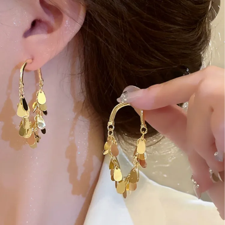 钛钢耳饰 2025新年火爆网红款麦穗流苏耳环小众百搭高级感耳饰ins