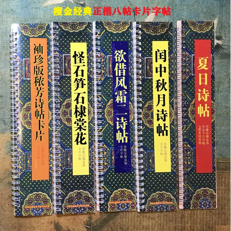 瘦金体正楷八帖网红卡片近距离精准临摹夏日中秋欲借风霜怪石笋石