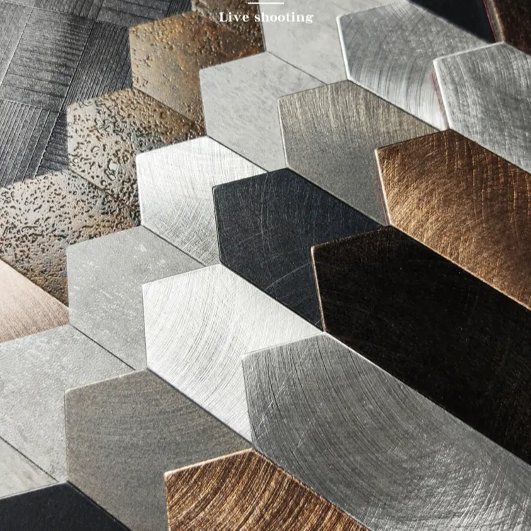 现代简约卫生间厨房金属马赛克瓷砖墙贴客厅背景墙不锈钢玄关自粘