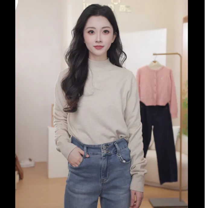 2025茵曼复古时尚纯色毛衣慵懒风文艺保暖休闲百搭针织衫秋冬套头