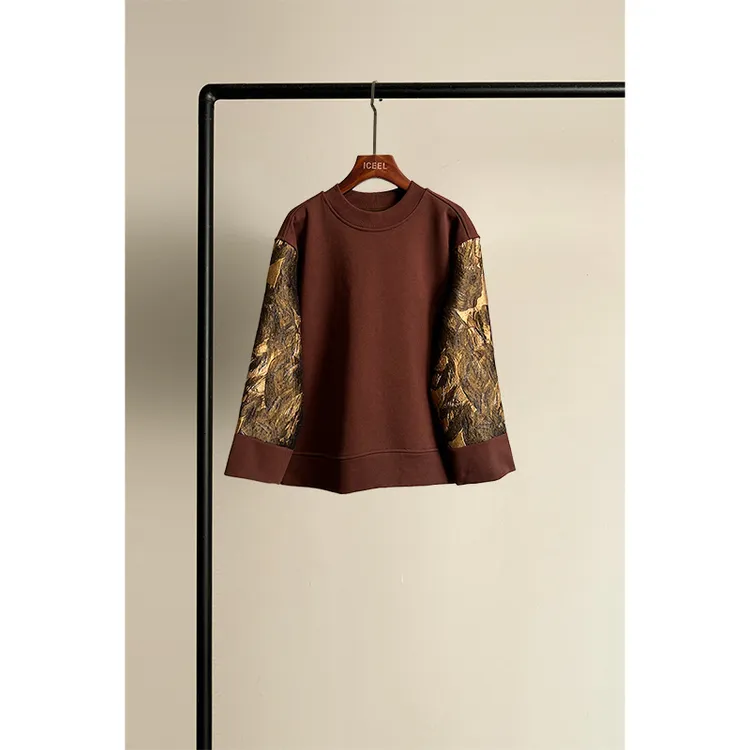 原创高档女装高级感新中式上衣女秋冬新款圆领长袖加厚宽松卫衣