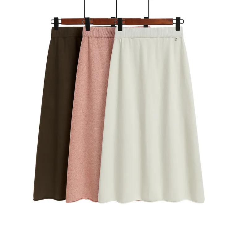 加厚针织半身裙女秋冬2024新款减龄显瘦百搭A字长裙毛线半身裙