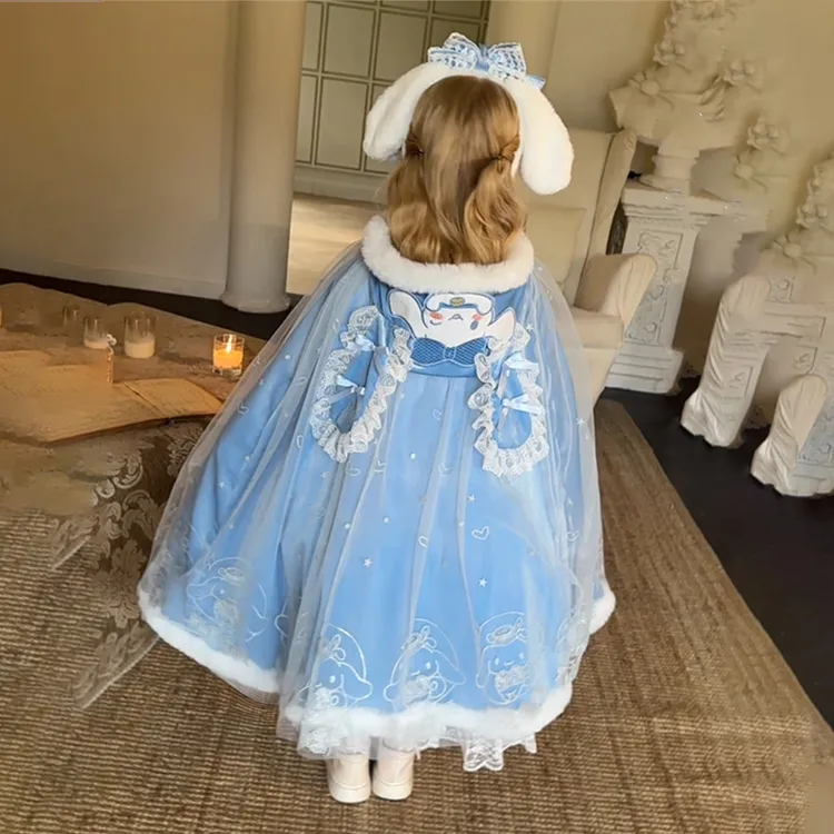 女童秋冬季新款披风大斗篷卡通可爱库洛米玉桂狗美乐蒂披风甜美