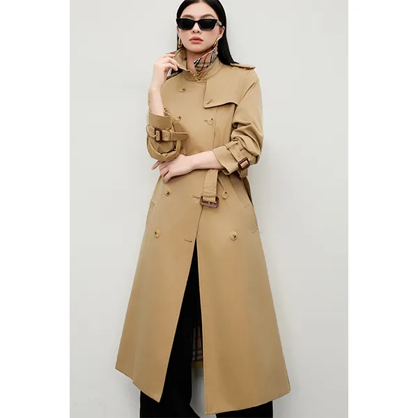 女士2025早春新款风衣外套女（长款）气质时尚风经典双排扣230303