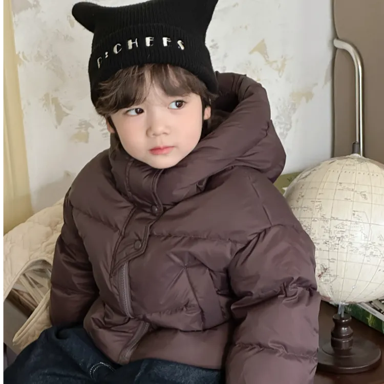 反季韩版冬儿童保暖羽面包服加厚洋气防寒服男女宝宝短款连帽外套