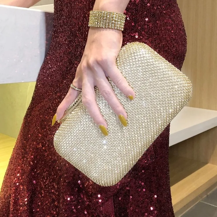晚宴手包女2023新款镶钻名媛晚礼服手抓包旗袍专用包包婚宴手拿包