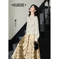 阔色宽松打底针织衫2024秋季新款女半高领灯笼袖毛衣KSH2408009