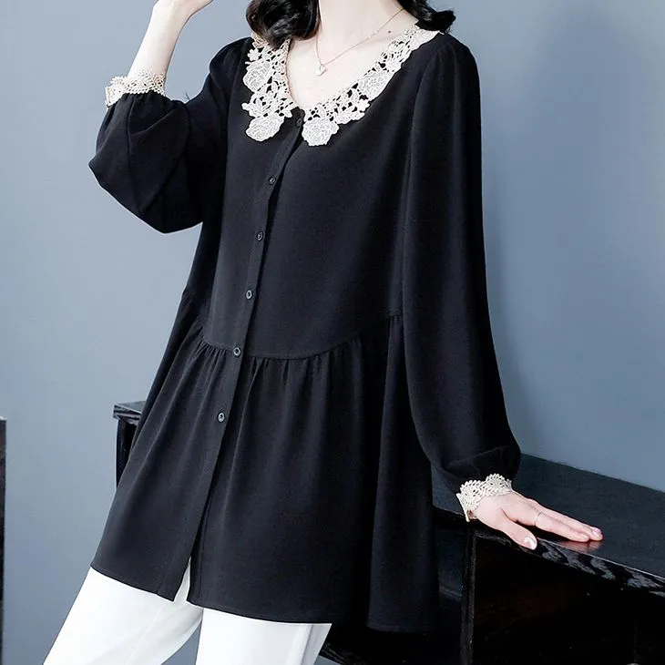 2025新款显瘦气质洋气舒适减龄娃娃领小衫240052