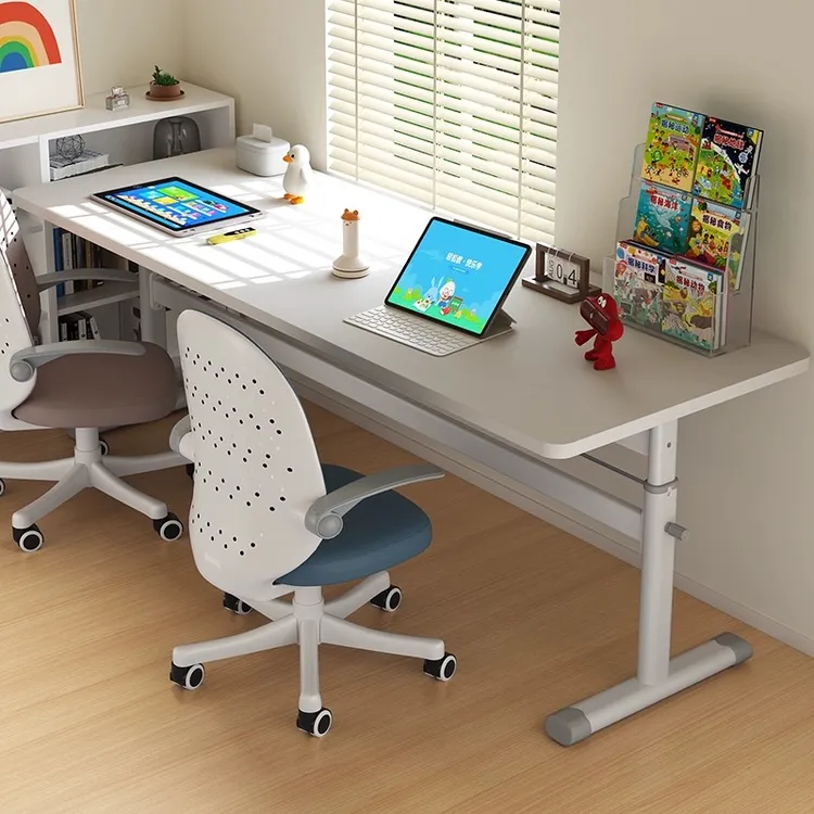 北之木双人书桌写字台小学生家用写字课桌椅升降桌学习桌椅台式桌