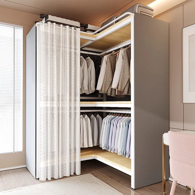 北之木转角衣帽架衣帽间开放式衣服置物架金属衣柜简易转角布衣柜